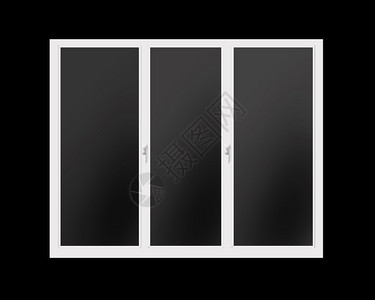 窗户框元素家室内的3个折叠窗口框在黑色背景窗口中隔离带有眼镜孤立元素设计框架由3个折叠窗口组成在黑色背景中隔离设计图片