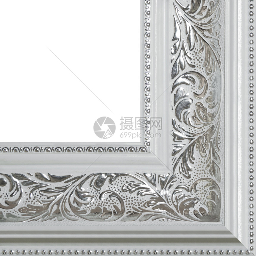 相框古代碎片角特写在白色背景上孤立画框古代碎片角在白色背景上孤立的装饰古典图片