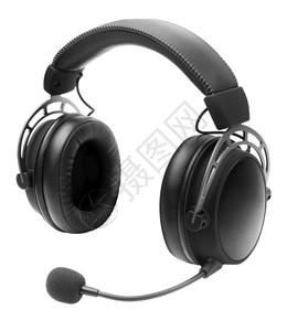 黑色耳机素材黑色的白背景高质量耳机带剪切路径的耳语产品照片带有剪贴路径现代的小工具背景