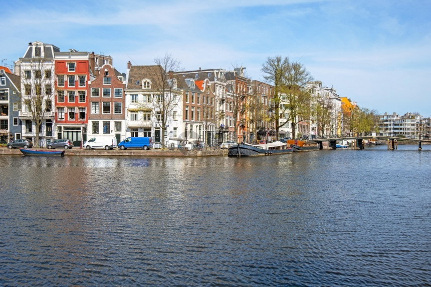 荷兰语阿姆斯特丹尔河沿岸的中世纪住宅区城市建筑学图片