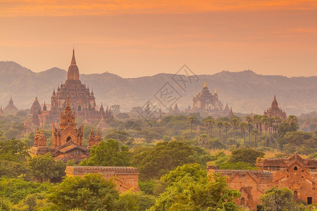 景观缅甸日落时尚的天线市中心城风景天际线建筑学图片