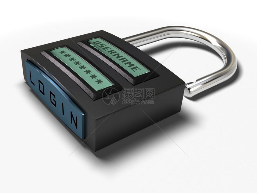 开锁用户名和密码加上登录按钮到安全访问的挂锁上图像与白色背景安全访问锁定隔开受限制的一种图片