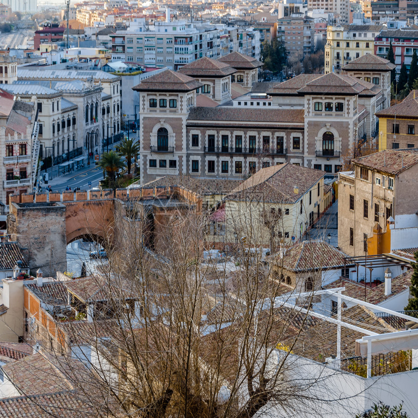 地标全景老的西班牙南部安达卢西亚格拉纳市风景的城观图片
