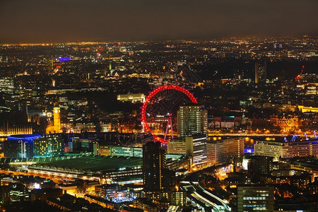 城市景观夜间伦敦航空概览AiralReview城市的伊丽莎白图片