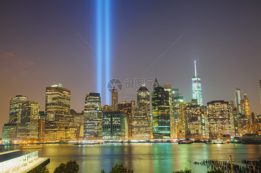 天际线纽约市晚间的概览纽约城市景观吸引力图片
