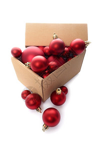 盒子里的红色圣诞球图片