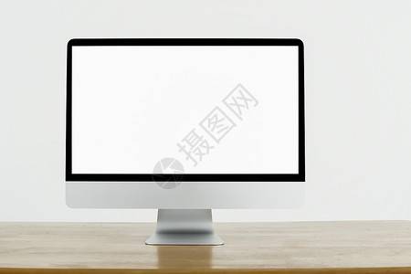 白色背景上的空屏计算机显示隔离商业宽的银图片
