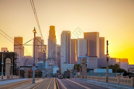 克拉夫琴科城市的日出时洛杉矶市风景地标图片