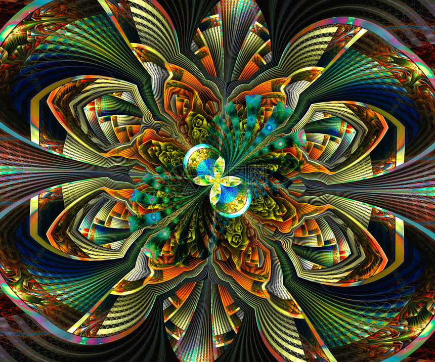 插图使成为计算机生的彩色分形艺术品用于创意艺术设计和娱乐算机生成的彩色分形艺术品装饰图片