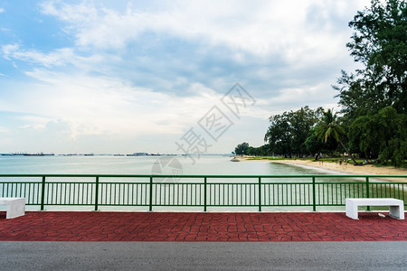 天空货物BedokJetty新加坡和东海岸公园边滩的景象美丽图片