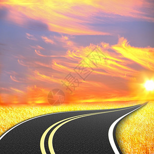 梦户外黄色的长途公路图片