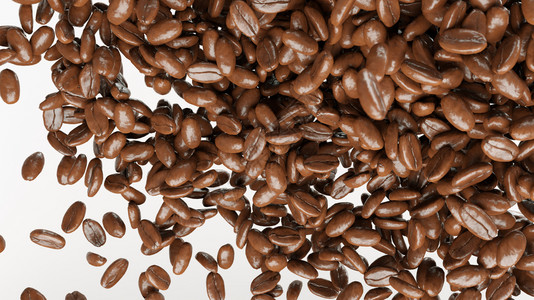 散落大量咖啡豆背景图片
