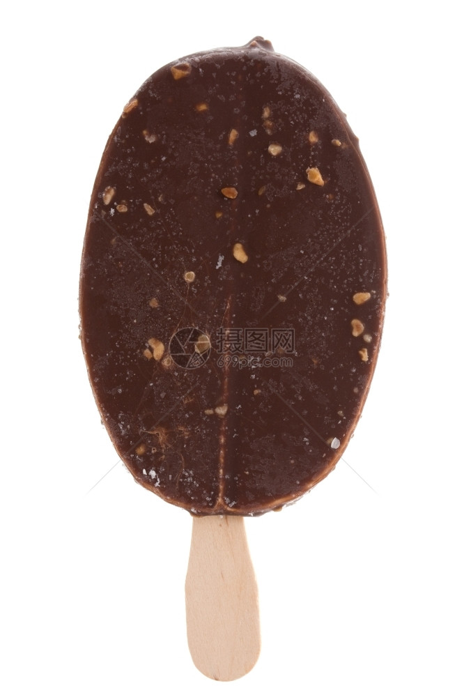 冷冻孤立在白色上的巧克力冰淇淋可口糖果图片