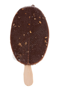 冷冻孤立在白色上的巧克力冰淇淋可口糖果图片