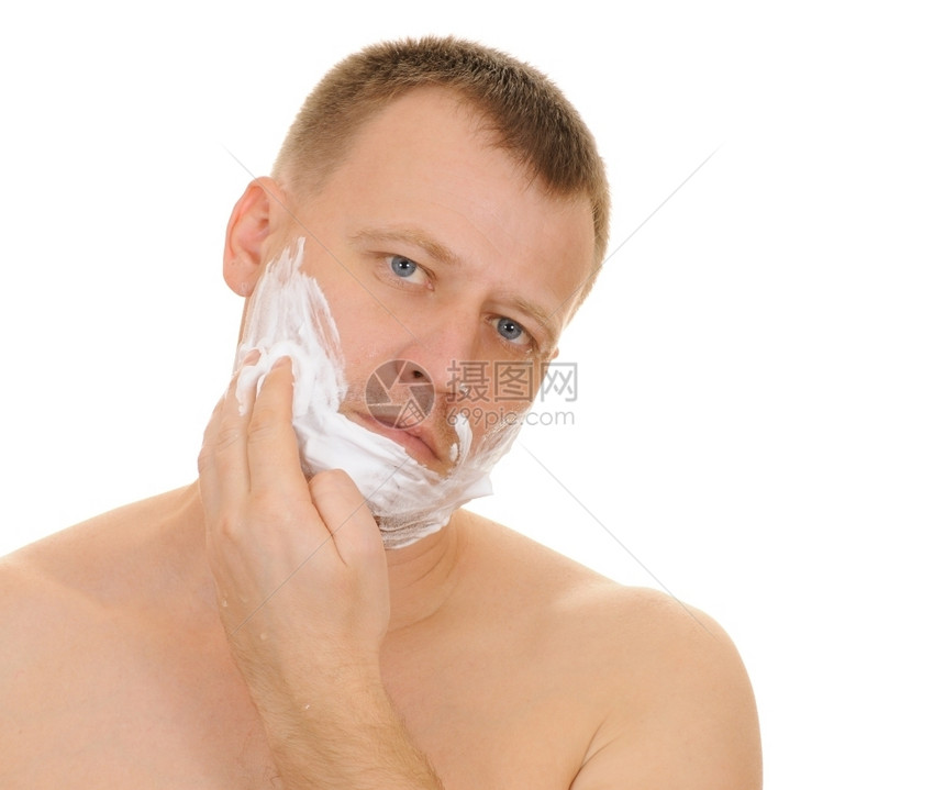关心肩膀这个人剃了胡子浴室图片