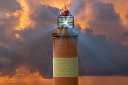 灯塔光束日落前的灯塔设计图片