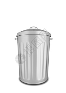斌家庭金属的白色背景上孤立的金属垃圾桶3d插图处理设计图片