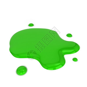 墨水以白色背景隔离的绿水坑三维插图光滑的颜色图片