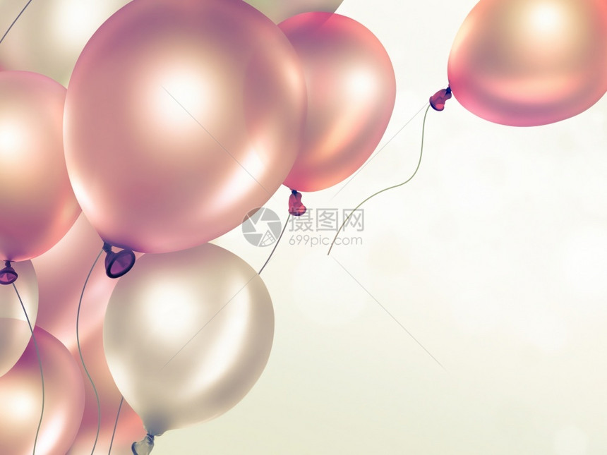 生日节光背景橙色气球全屏乐趣丰富多彩的图片