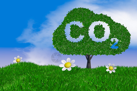 在草原上的树刻着CO23D变暖气候大层图片