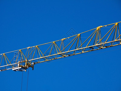Cranejib详细节黄色起重塔机的顶部细节支持吊装结构体图片