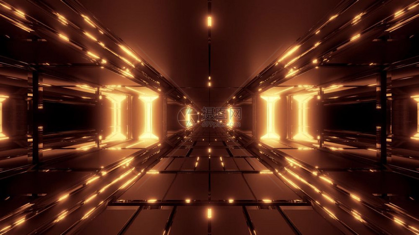 闪耀飞船具有漂亮光泽和反射的未来派科幻隧道3d渲染壁纸背景现代未来科幻走廊太空船隧道插图具有漂亮光泽和反射的未来派科幻隧道渲染壁图片