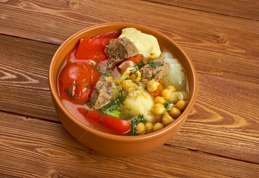 饮食肉午餐Bozbash伊朗阿塞拜疆中东羊汤图片