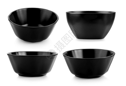 黑色的碗目的白色背景隔离黑陶瓷碗茶咖啡设计图片