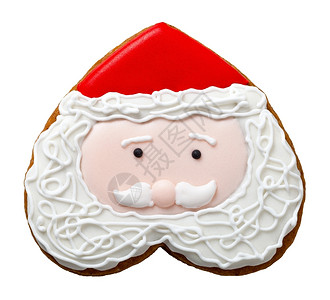 自制圣诞姜饼干孤立在白色背景上圣克劳斯形状小吃鼻子图片