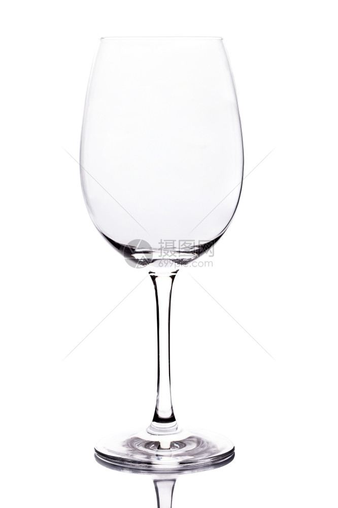 反射复制空间的葡萄酒玻璃白背景的照片Name图片