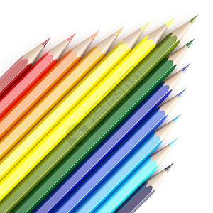蓝色的五彩缤纷3d白底彩色铅笔制作调板图片