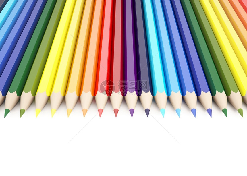光谱学校棕色的3d白底彩色铅笔制作图片