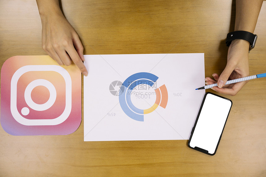分析Instagram应用图的社交媒体规划器丰富多彩的身体高图片
