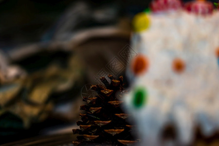 灯季节具有装饰和bokeh结骨背景的圣诞节概念向量图片