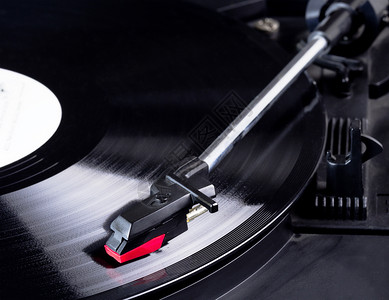 唱片碟派对白色的一个旋转圆盘可变黑乙烯播放器上方的电子唱片播放器针头声音设计图片