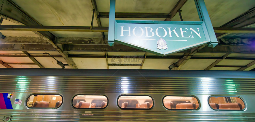 约克霍博肯车站标志加地铁火车新泽西缺乏欲望上市图片