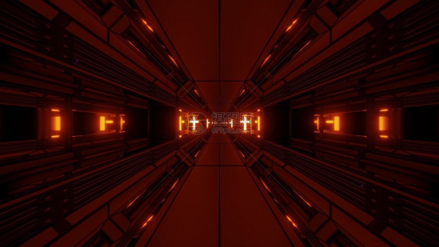 隧道运动丰富多彩的神圣克里斯蒂安光辉三面墙纸背景未来的Scifi建筑室带有宗教基督圣像符号3D设计干净的未来精神幻想空间棚房隧道图片