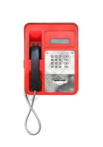 连接付费电话红色城市肮脏公用电话白背景隔绝拨号图片
