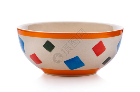 一顿饭陶器白色背景中孤立的空陶瓷碗厨房图片