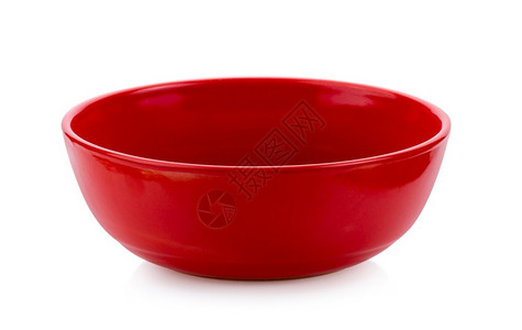 陶器瓷制品烹饪白色背景隔离的红瓷碗图片