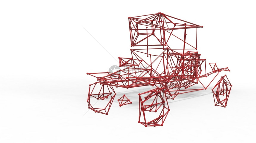 车纳米结构抽象的多边形结构和铁丝框架拉蒂网3d化成插图图片