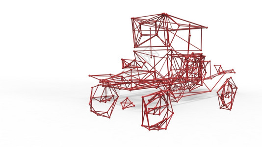 车纳米结构抽象的多边形结构和铁丝框架拉蒂网3d化成插图图片