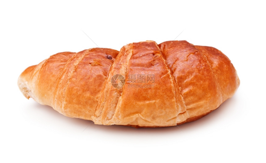 面团正白色背景上孤立的单新鲜羊角面包可口图片
