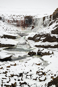 公园岩石Snaedufos瀑布冰岛Snaedufos瀑布瓦特纳冰川图片