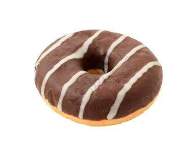 甜的美味不良一只巧克力甜圈带糖条纹在白色背景上被孤立图片
