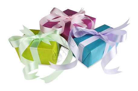 白色背景的多彩礼品盒绿色白的圣诞节图片