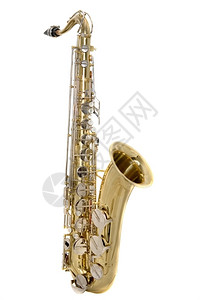 木管乐器萨克斯白色背景上的Tenor萨克斯风单身的图片