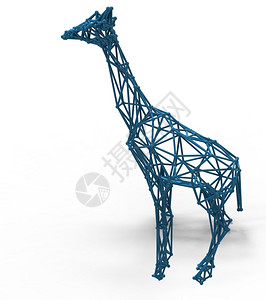 梅鲁拉结构体抽象的未来派giraffe多边形结构及铁丝框架拉蒂梅片3d显示插图设计图片