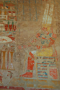 旅游埃及Hatshepsuut寺庙墙上的阿穆恩神救济旅行卢克索图片