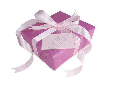 盒子与胶带华丽的美粉红礼物盒白背景的粉红弓和卡片优雅设计图片